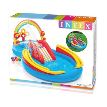 Intex dečiji bazen Rainbow ring play centar 297x193x135cm 57453